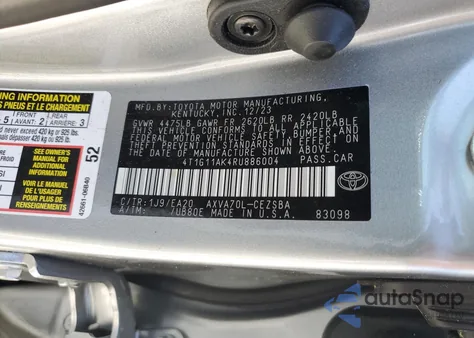 2024 Toyota Camry Se Night Shade из США, поврежденный, VIN 4T1G11AK4RU886004